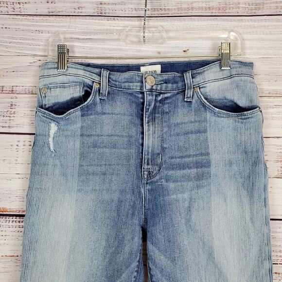 Hudson Barbara High Waist Distressed Crop Jeans Busted Knee Size 31 - Picture 3 of 12